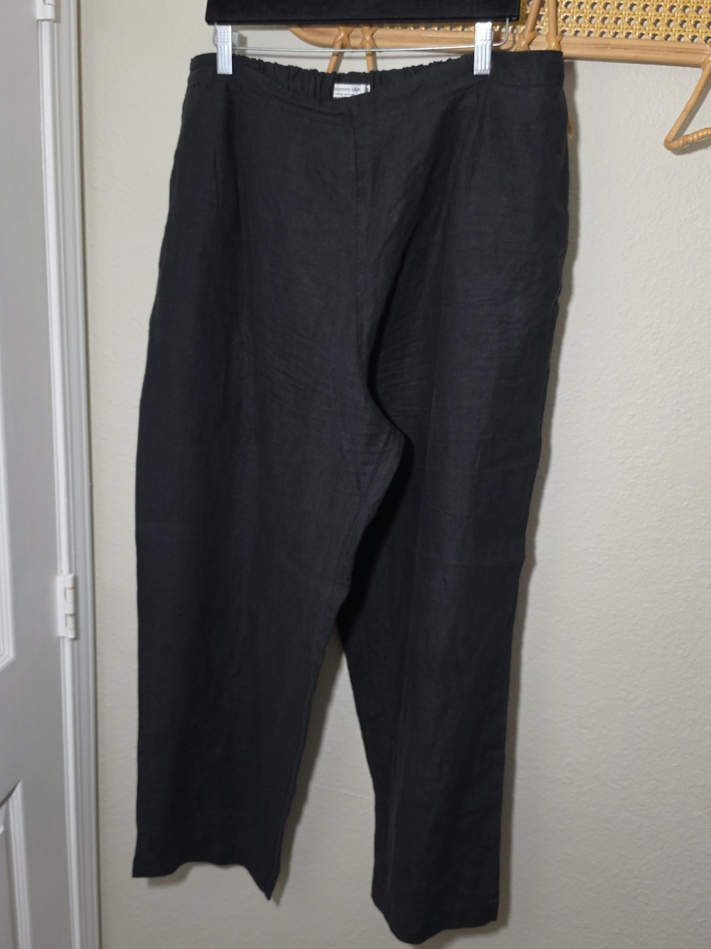 Banana Blue Black Straight-Leg 100% Linen Pants